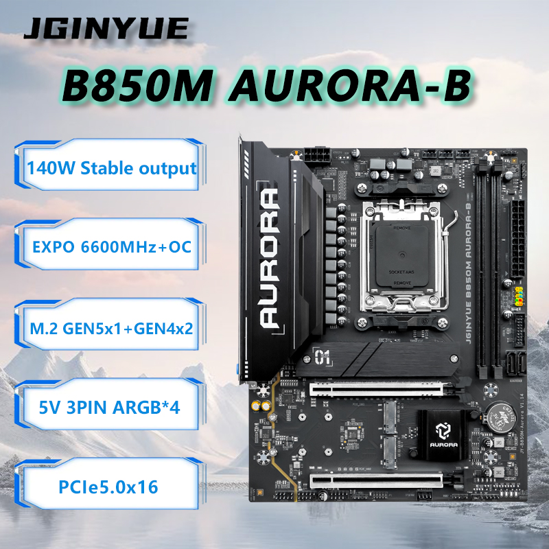 JGINYUE B850M AURORA-B New Mot - Am5 Micro Atx Pcie 5.0 Motherboard recension och pris