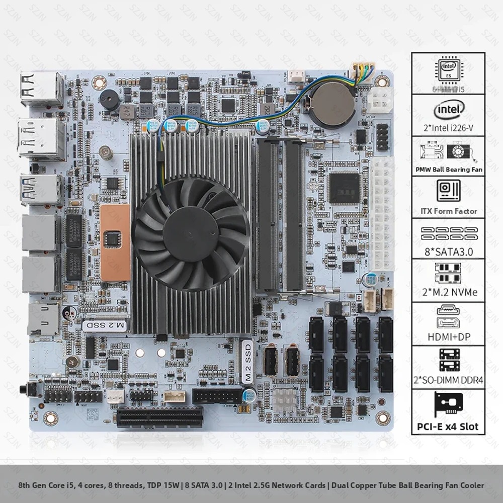 I5-8265U ES 8 SATA NAS Motherb - Mini Itx Dual 2.5G Nas Motherboard recension och pris